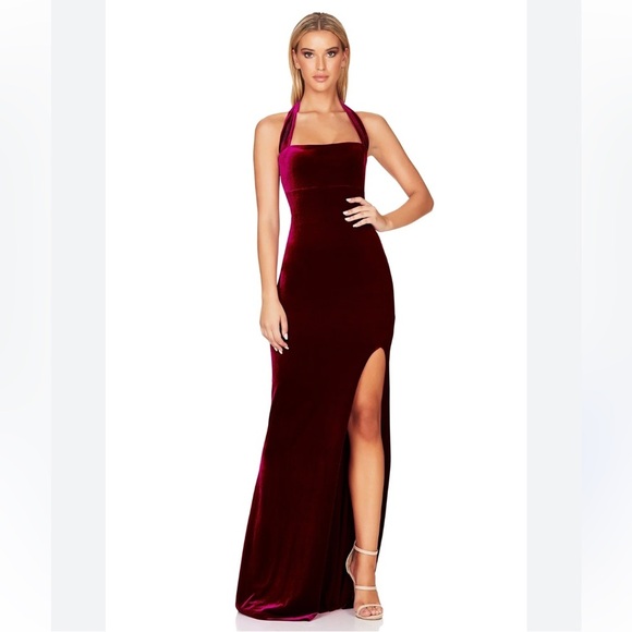 NEW Nookie Vera Velvet Gown Maxi Dress in Wine - Picture 2 of 8